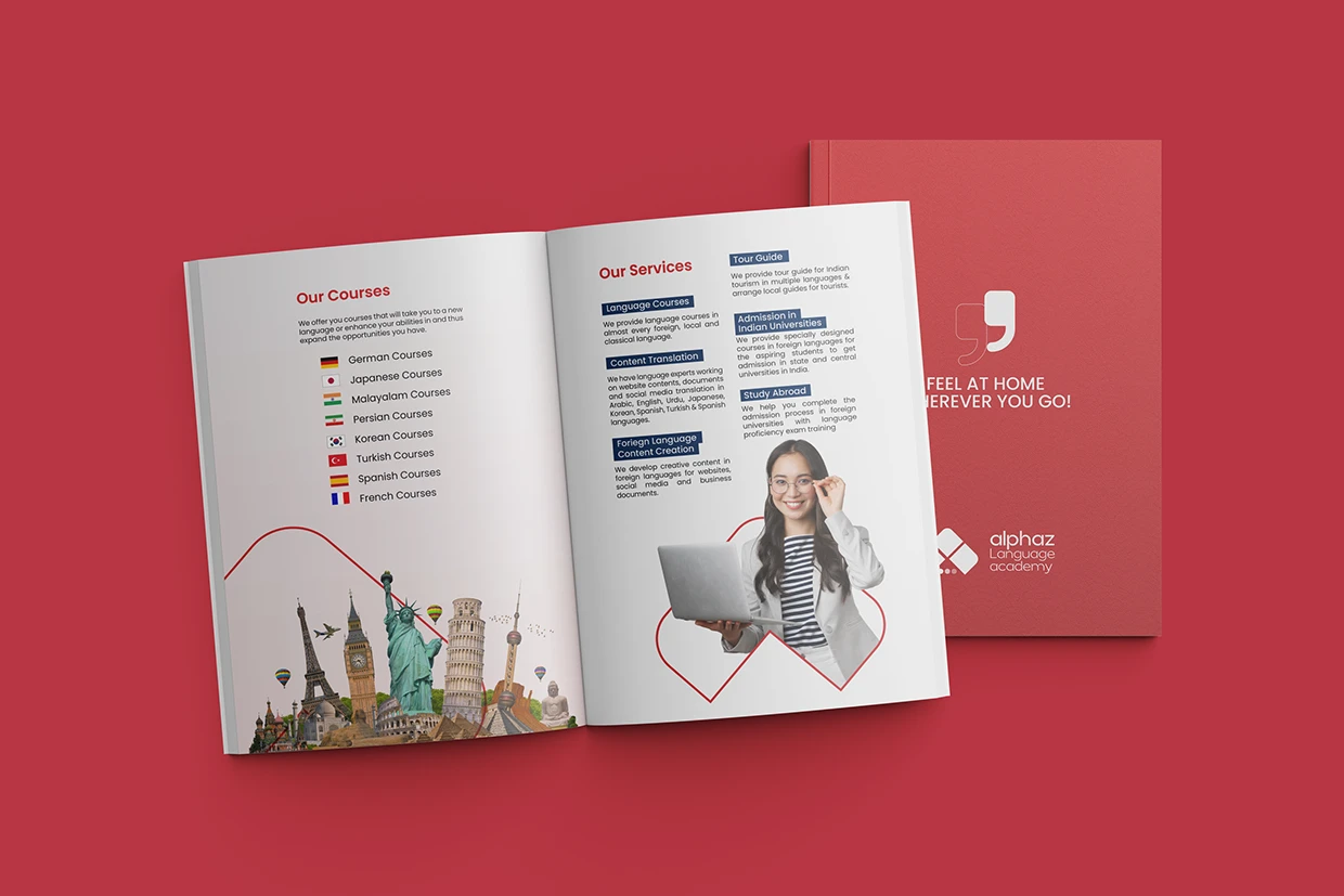 Alphaz Language Academy Brochure Design by ZainCo - branding agency in Kerala (4 of 5)