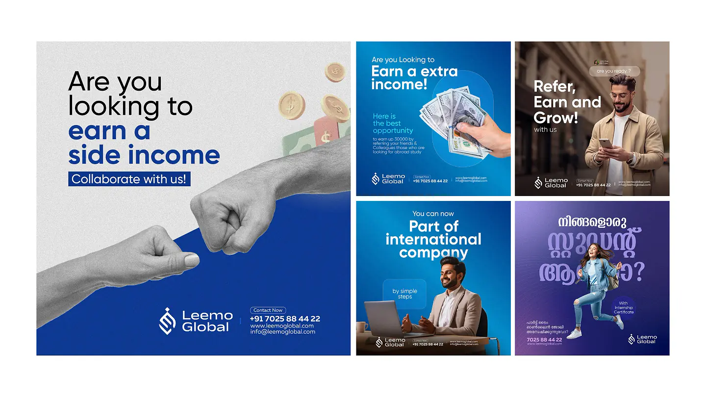 Leemo Global social media creatives designed by ZainCo