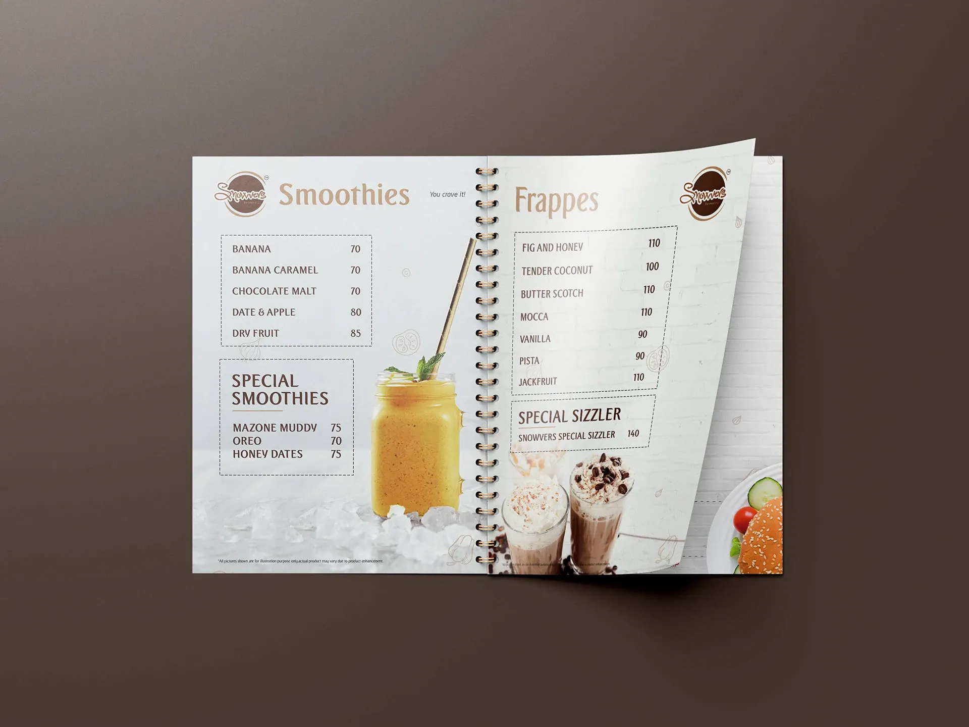 Snowerse Cafe Menu Design by ZainCo - branding agency in Kerala (4 of 7)