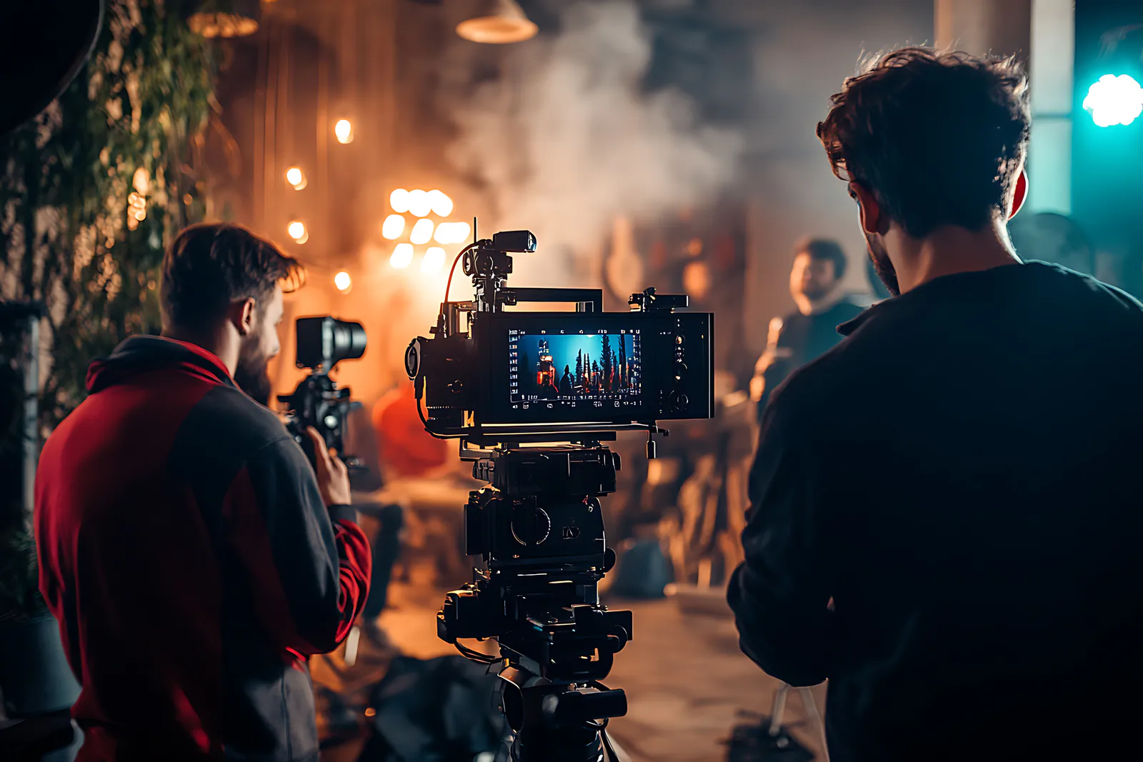 Film crew shooting a scene, video production by ZainCo in Kerala